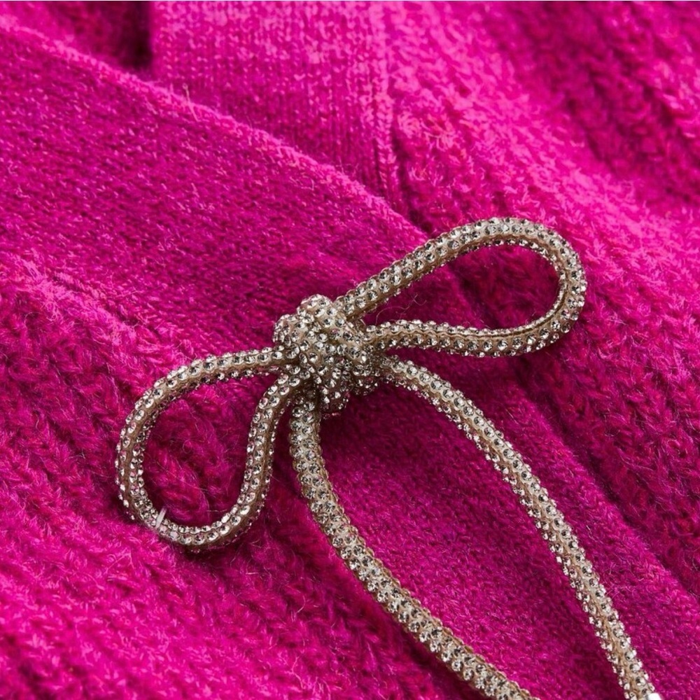 H&M Rhinestone Bow Rib Knit Cardigan - Picture 2 of 5